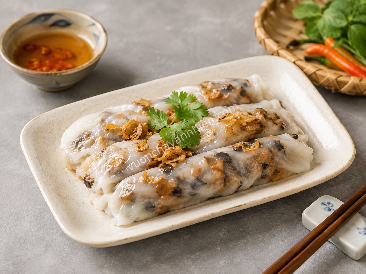 Bánh Ướt/Bánh Cuốn Chay Nhân Nấm