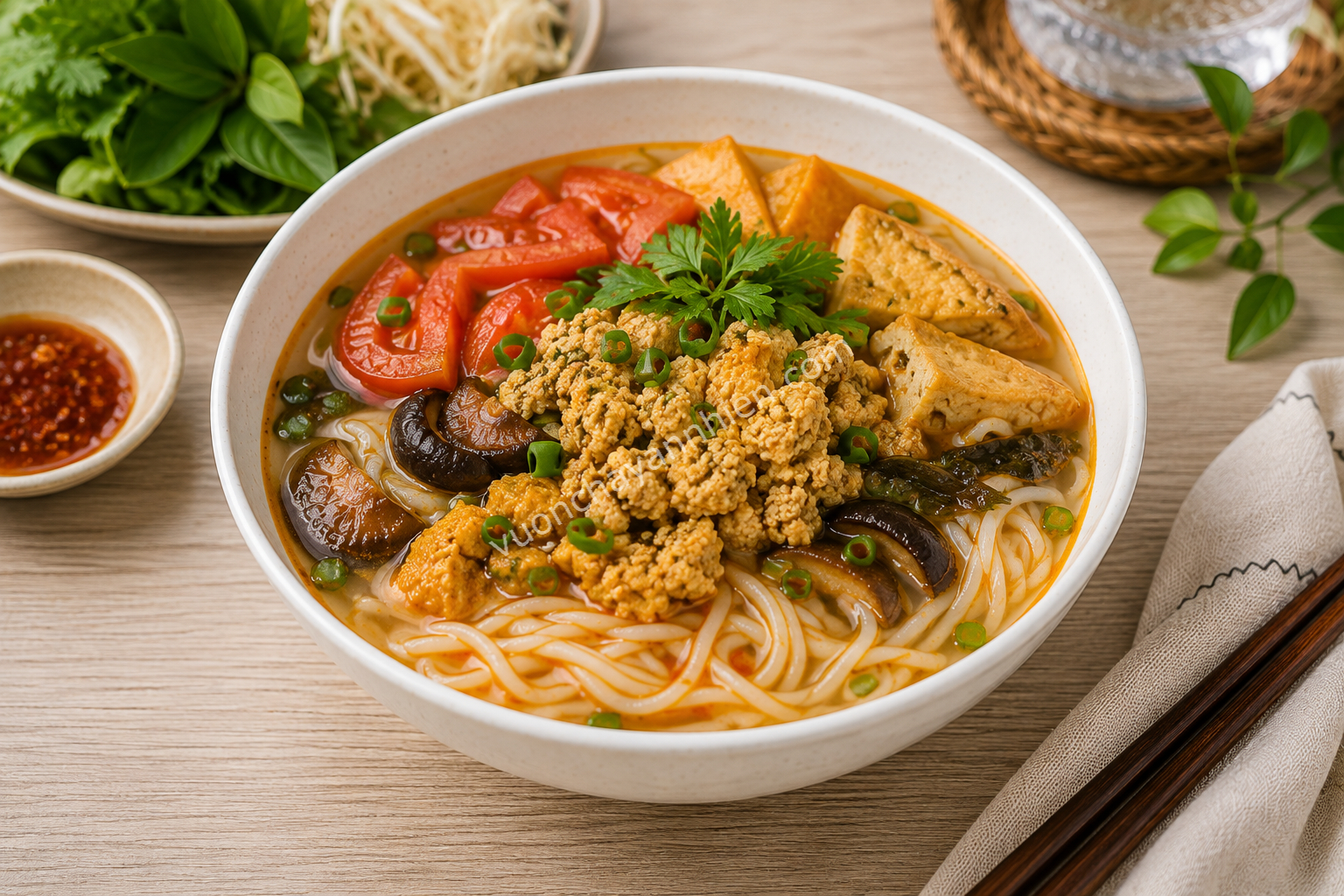 Bún Riêu Chay Đậu Hũ Cà Chua