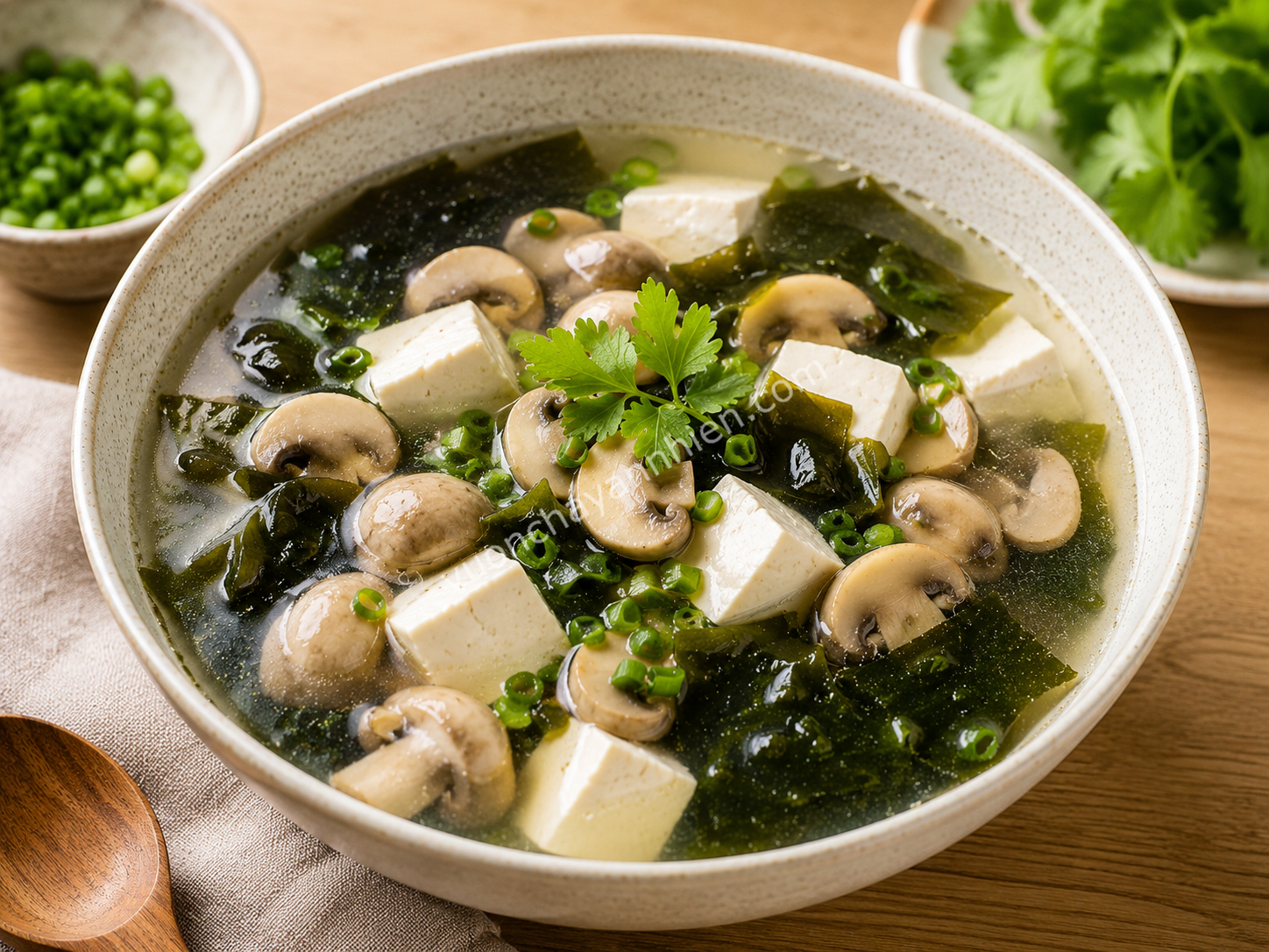 Canh nấm rong biển đậu hũ