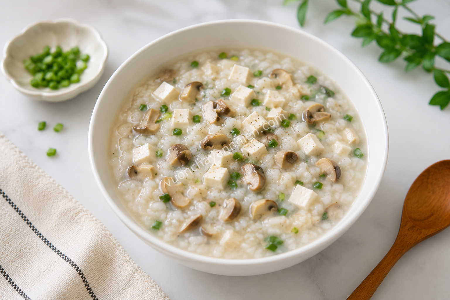 Cháo nấm & Đậu hũ - Món chay cho mẹ sau sinh
