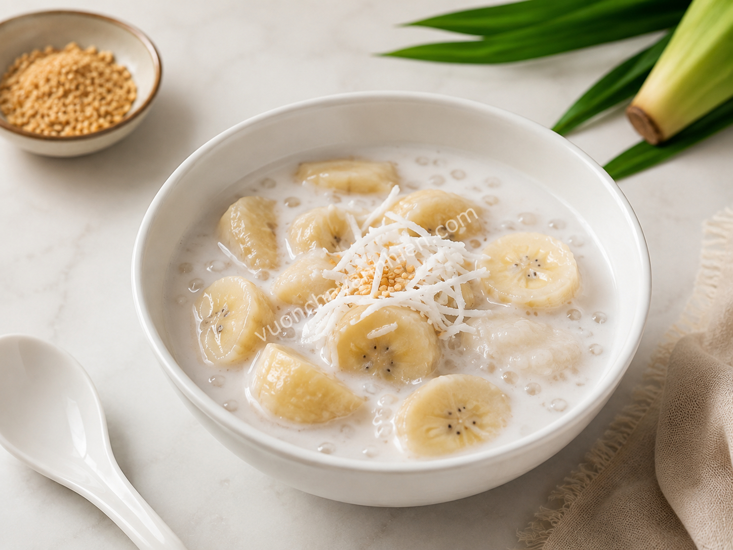 Chè Chuối Chưng Nước Cốt Dừa Nhạt