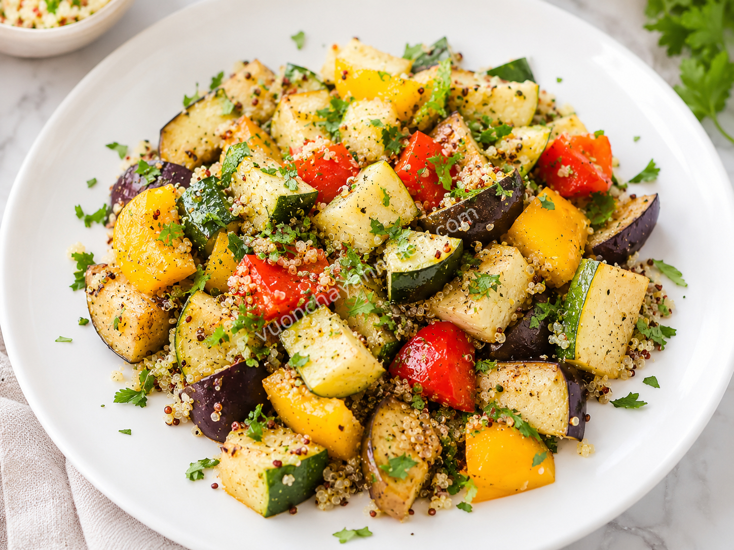 Salad quinoa rau củ nướng — bữa tối nhẹ bụng đủ chất